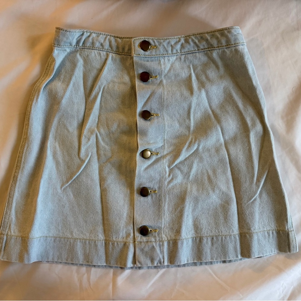 American Apparel Light Blue Button-Front Women's Skirt